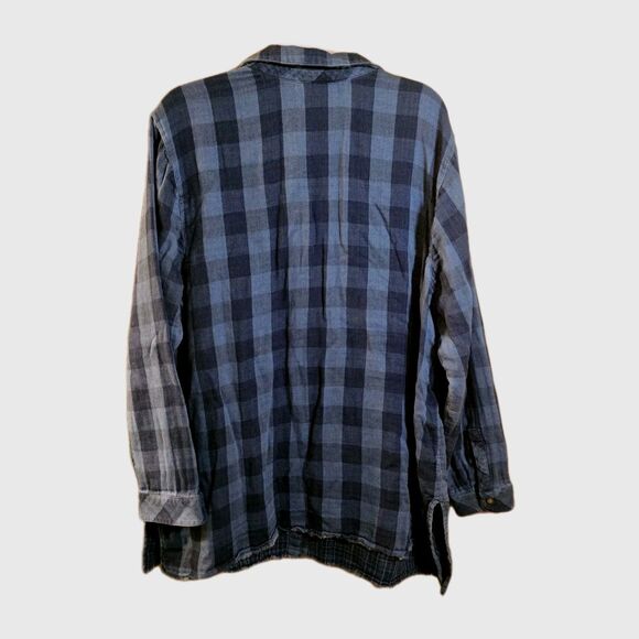 J. Jill Plus 2X Raw Hem 90s Y2K Button Up Plaid Soft Relaxed Shoulder Side Slits - Picture 2 of 11